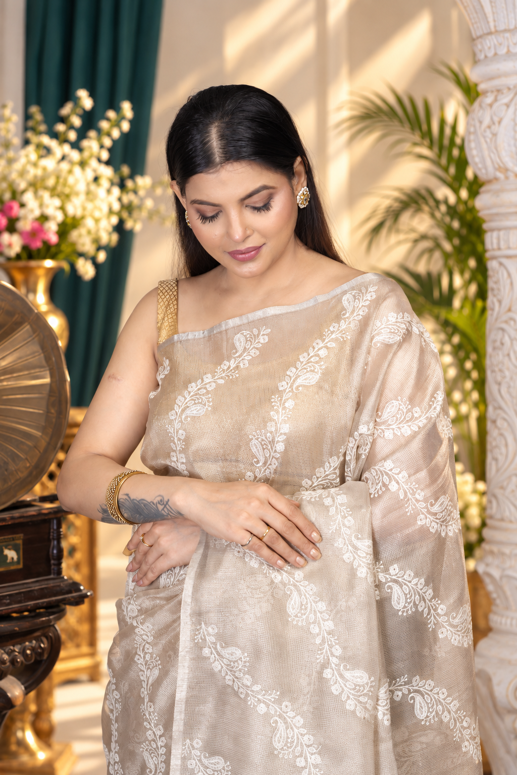 Paisley – Brown Tissue Silk Saree