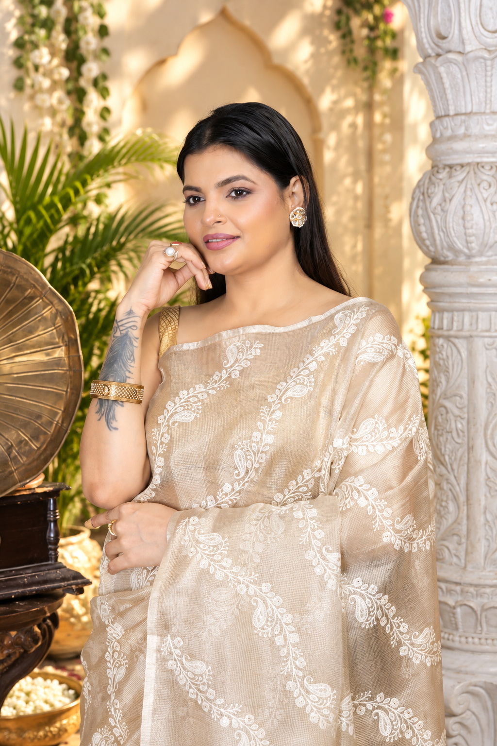 Paisley – Brown Tissue Silk Saree
