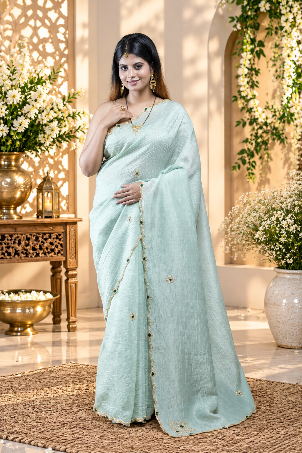 Neeli – Blue Crepe Tissue Silk Saree