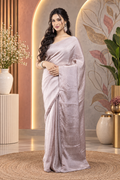 Gulmira – Dusty Pink Crepe Tissue Silk Saree